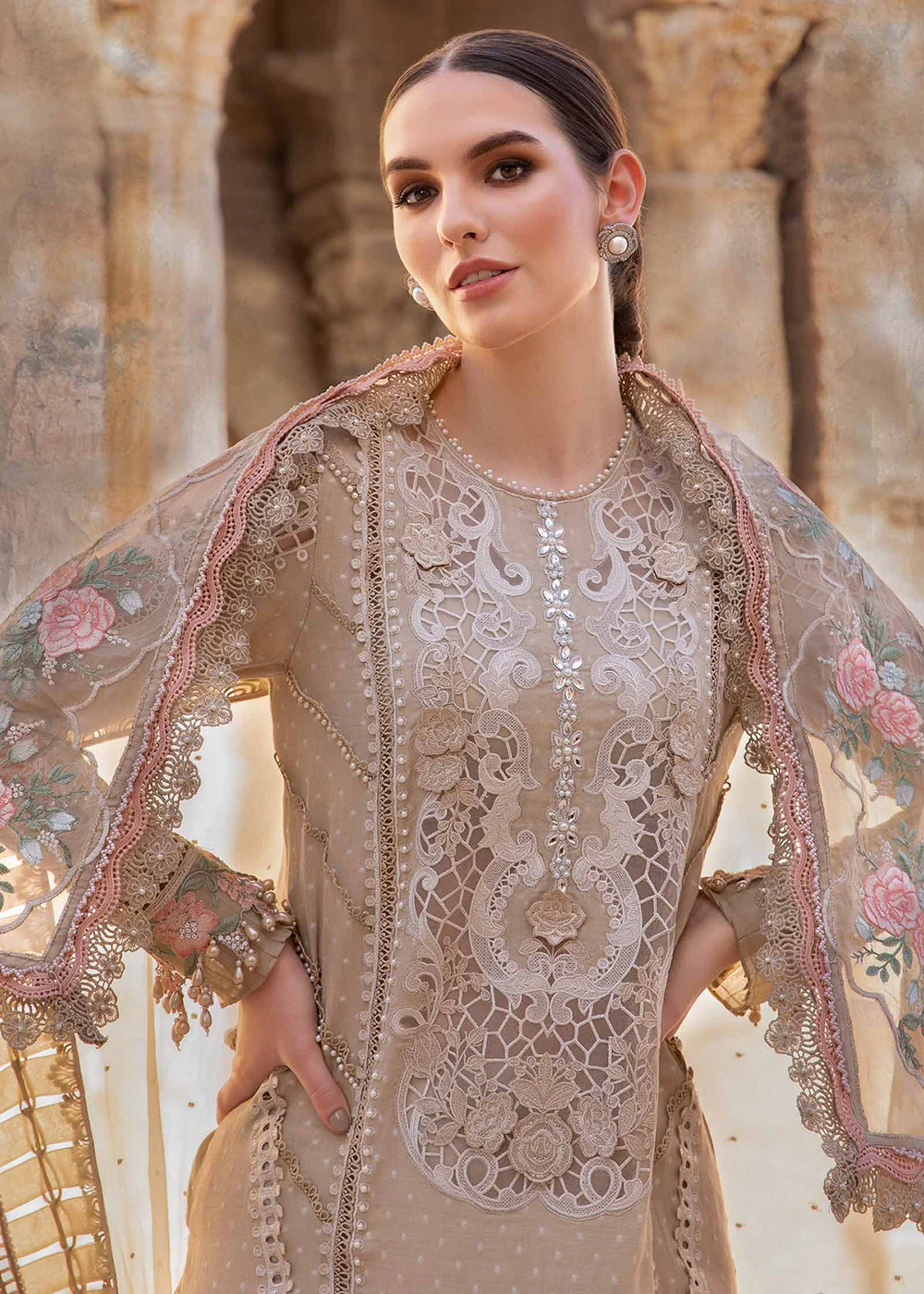 Unstitched Voyage a' Luxe Lawn '24 by Maria B | D-2410-A - Image 2