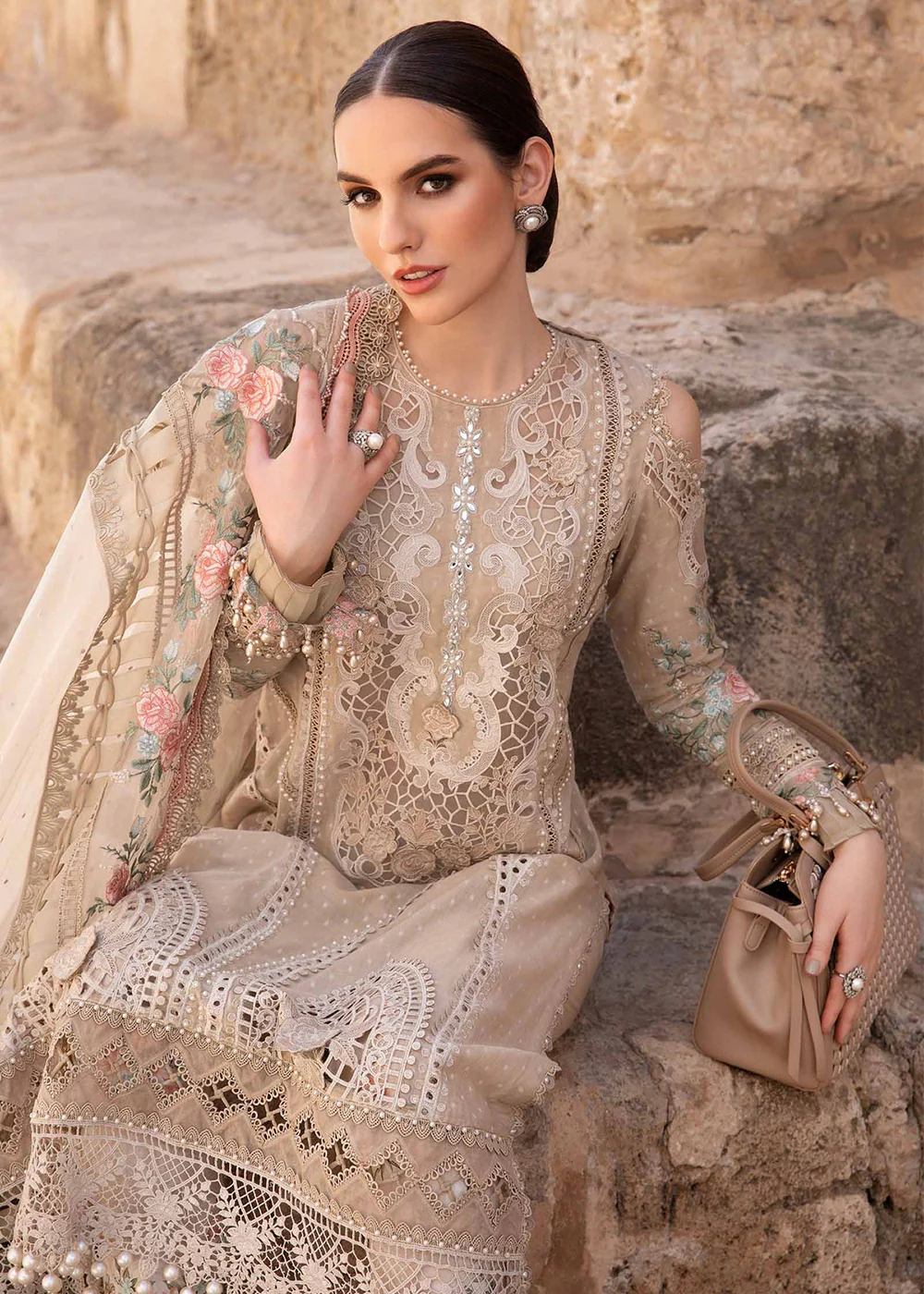 Unstitched Voyage a' Luxe Lawn '24 by Maria B | D-2410-A - Image 3