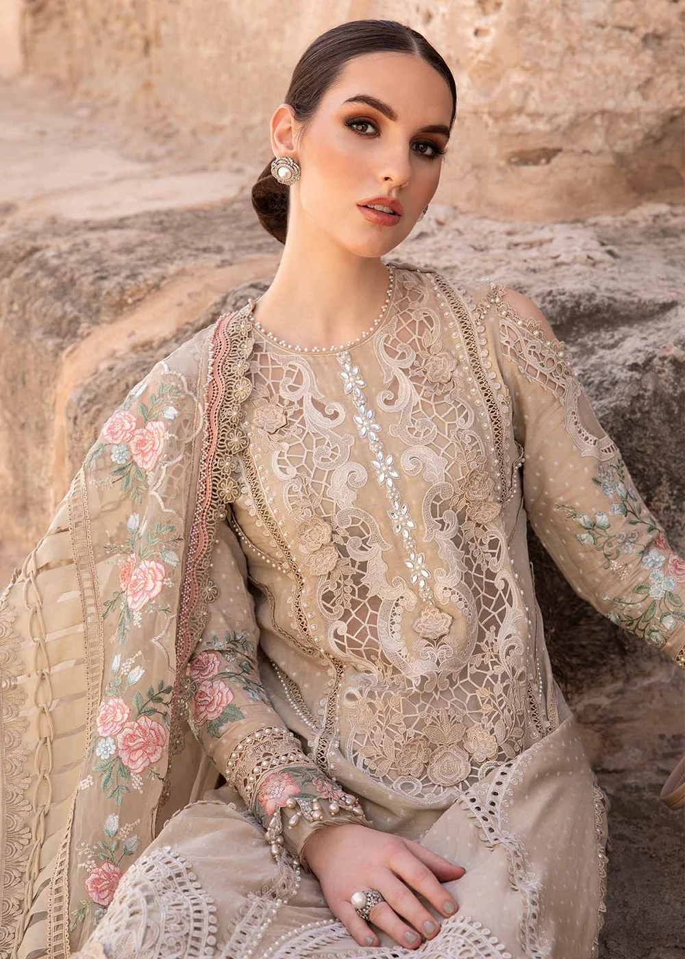 Unstitched Voyage a' Luxe Lawn '24 by Maria B | D-2410-A - Image 4