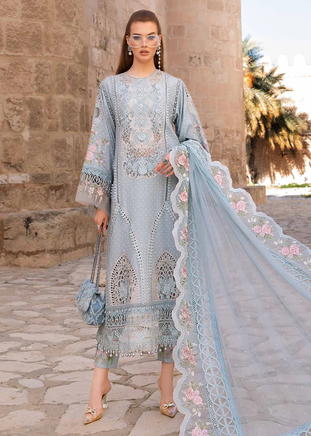 Unstitched Voyage a' Luxe Lawn '24 by Maria B | D-2410-B
