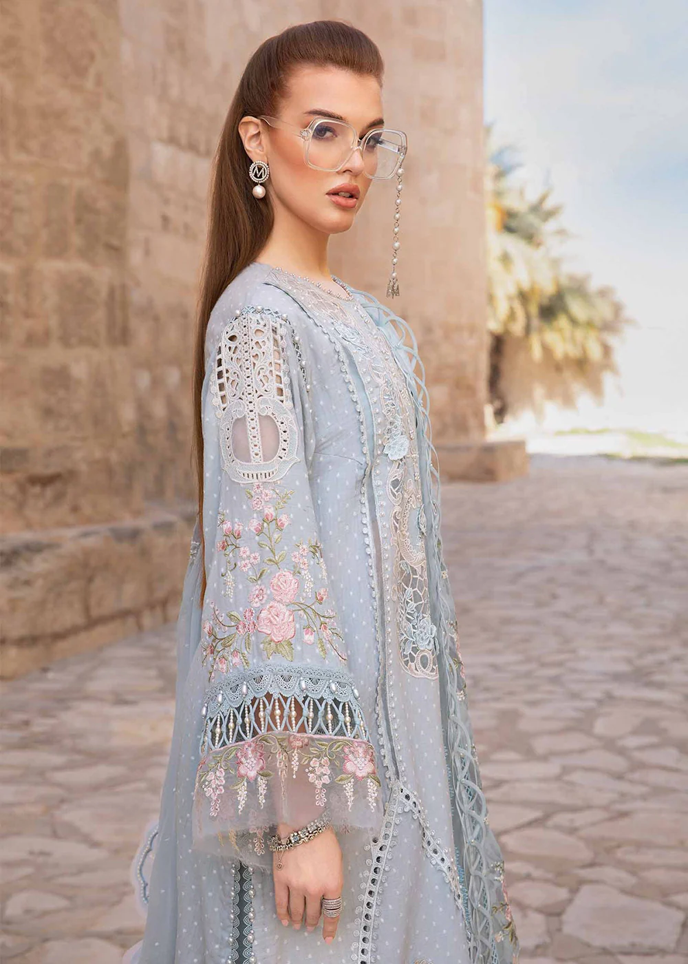 Unstitched Voyage a' Luxe Lawn '24 by Maria B | D-2410-B - Image 3