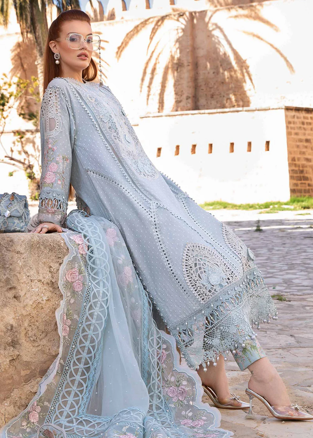 Unstitched Voyage a' Luxe Lawn '24 by Maria B | D-2410-B - Image 4