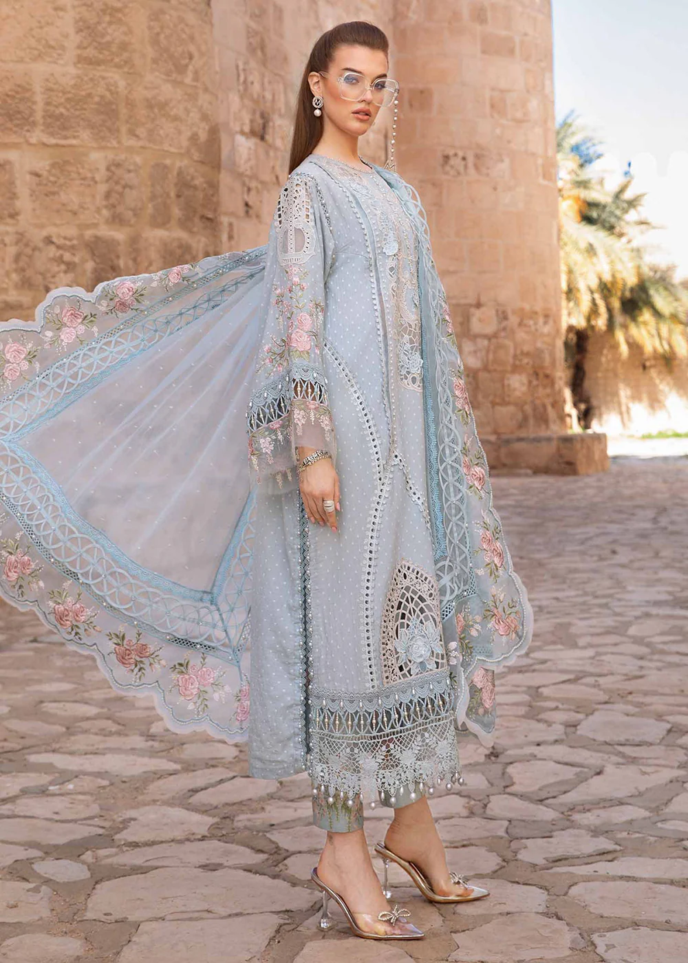 Unstitched Voyage a' Luxe Lawn '24 by Maria B | D-2410-B - Image 5