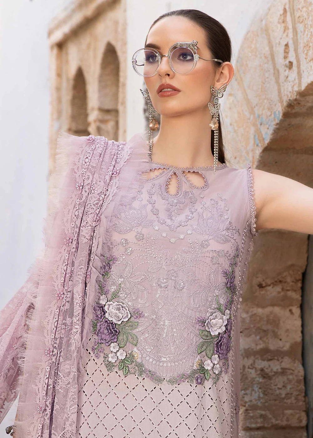 Unstitched Voyage a' Luxe Lawn '24 by Maria B | D-2411-B - Image 2