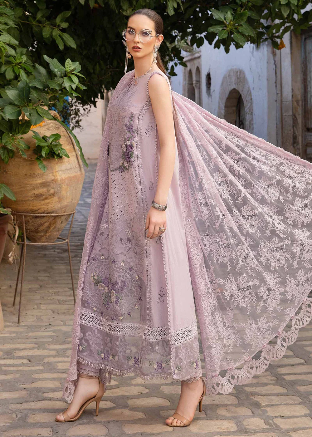 Unstitched Voyage a' Luxe Lawn '24 by Maria B | D-2411-B - Image 3