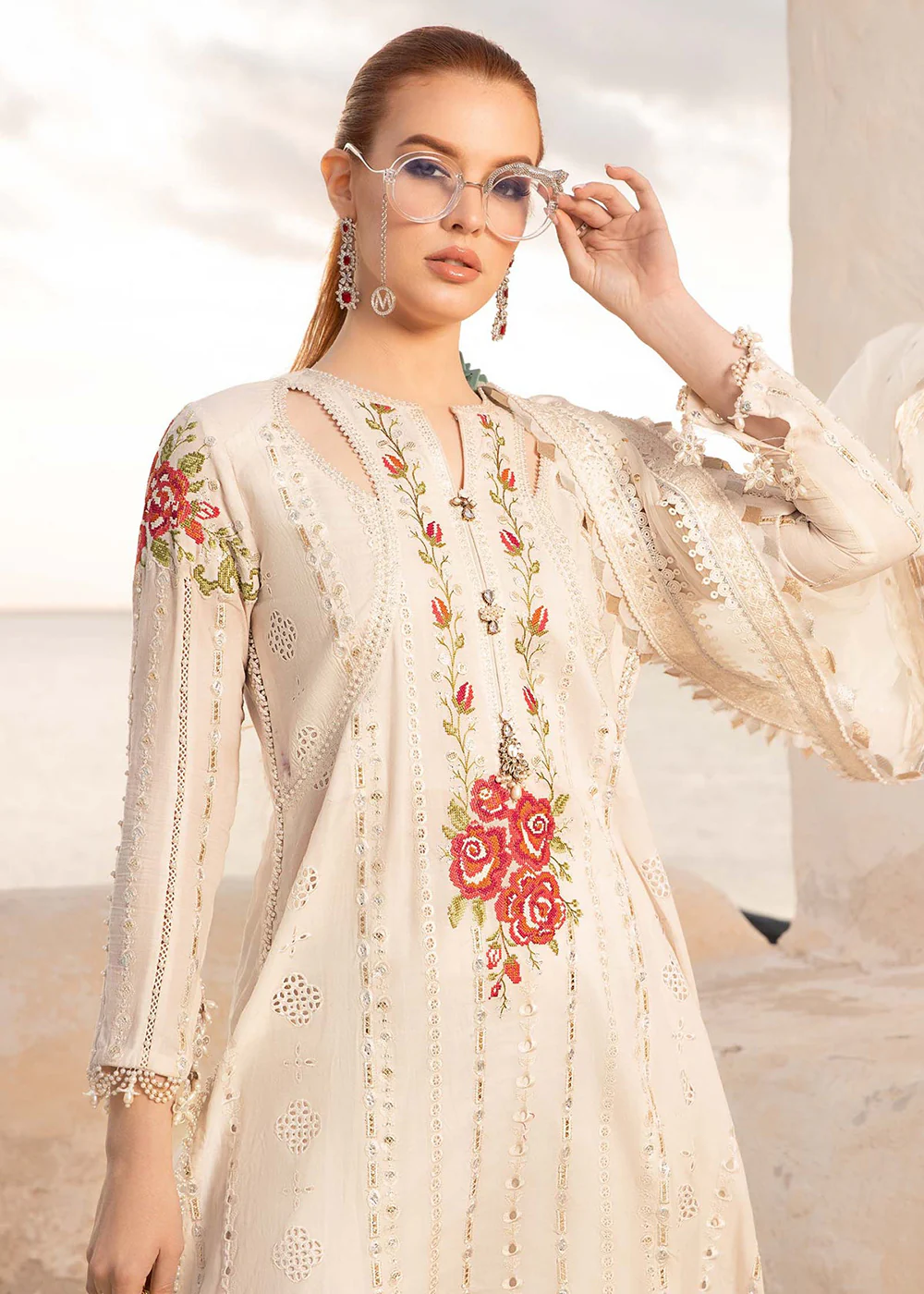 Unstitched Voyage a' Luxe Lawn '24 by Maria B | D-2412-A - Image 2