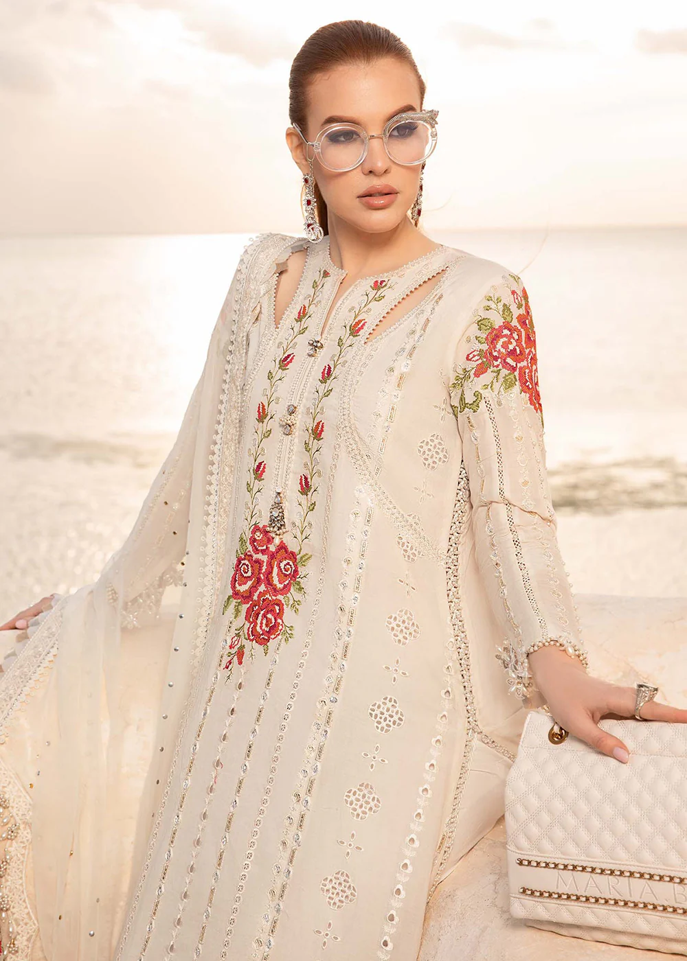 Unstitched Voyage a' Luxe Lawn '24 by Maria B | D-2412-A - Image 3