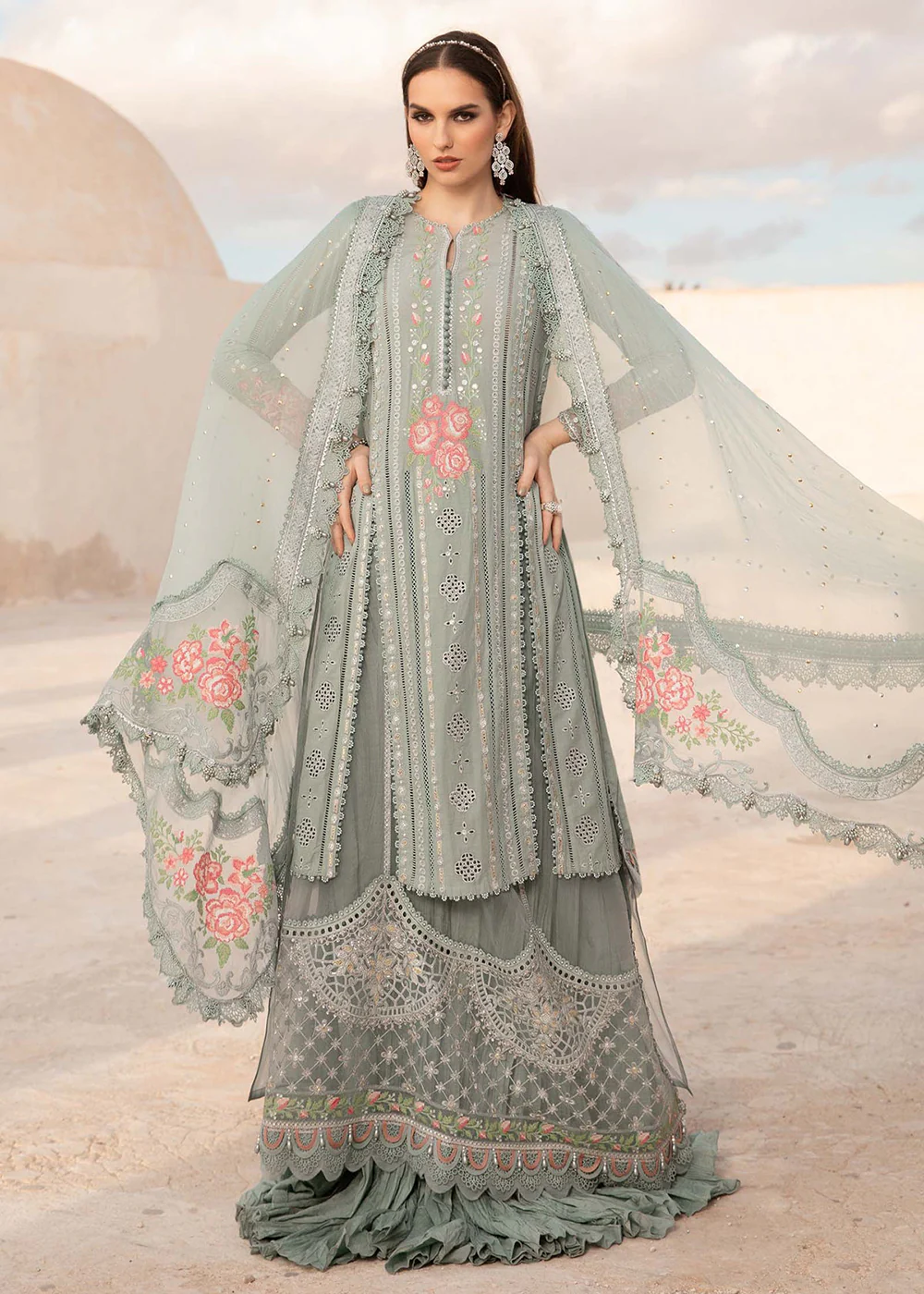 Unstitched Voyage a' Luxe Lawn '24 by Maria B | D-2412-B - Image 4