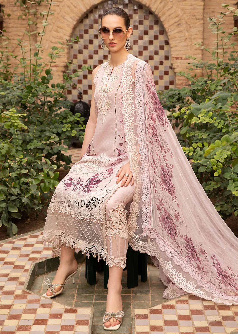 Unstitched Voyage a' Luxe Lawn '24 by Maria B | D-2414-A - Image 4