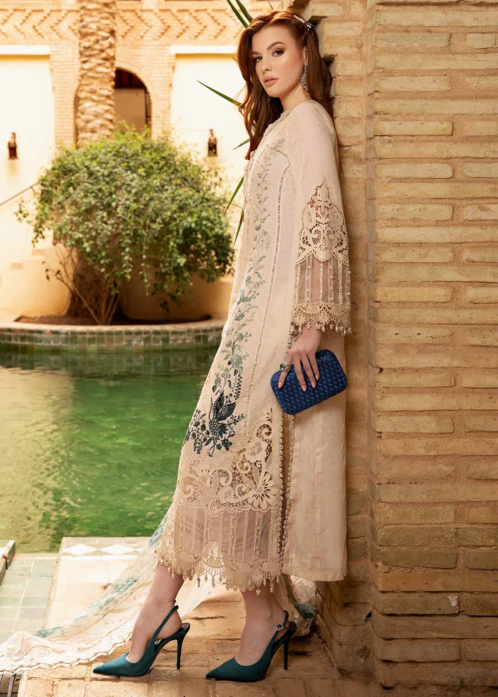 Unstitched Voyage a' Luxe Lawn '24 by Maria B | D-2414-B - Image 3