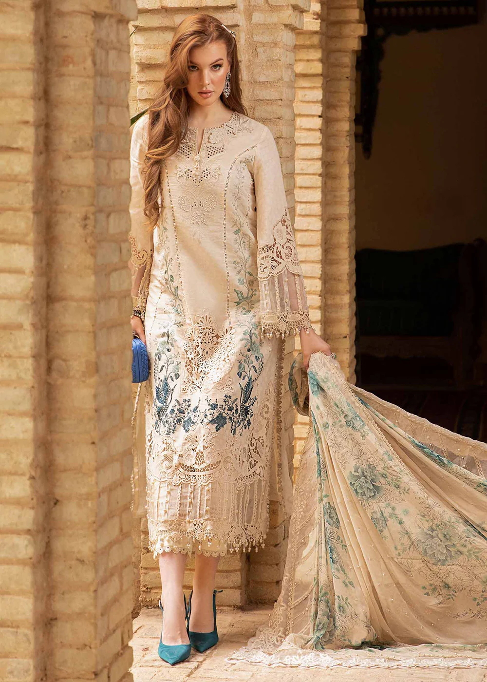 Unstitched Voyage a' Luxe Lawn '24 by Maria B | D-2414-B - Image 4