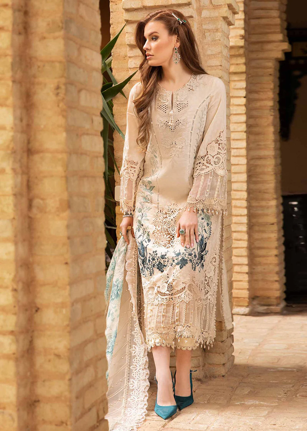 Unstitched Voyage a' Luxe Lawn '24 by Maria B | D-2414-B - Image 5
