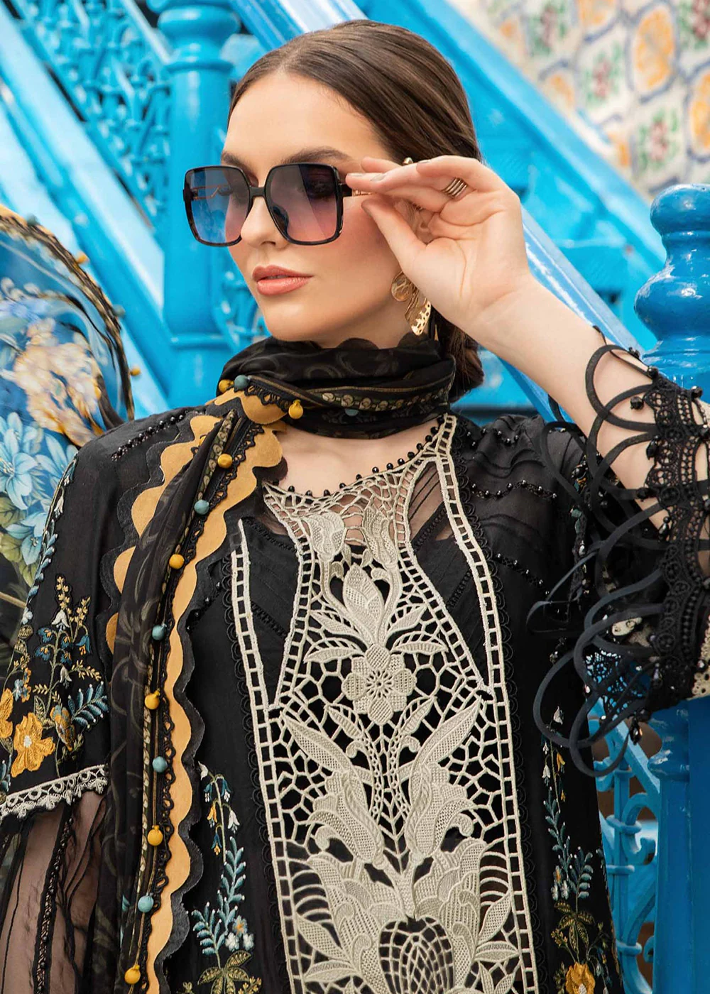 Unstitched Voyage a' Luxe Lawn '24 by Maria B | D-2415-B - Image 2