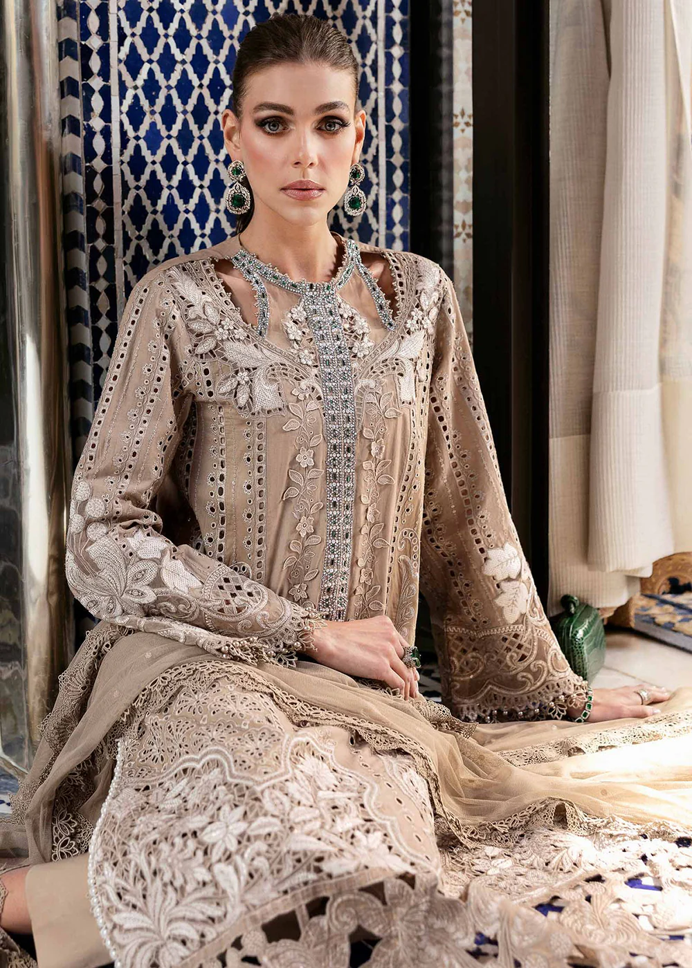 Unstitched Voyage a'LUXE Luxury Lawn '25 by Maria B | D-2502-A - Image 2