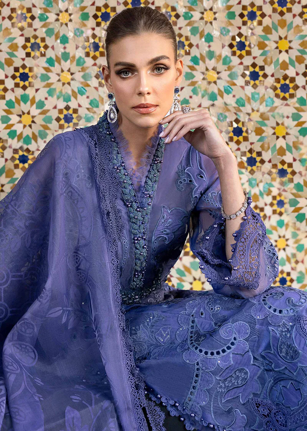 Unstitched Voyage a'LUXE Luxury Lawn '25 by Maria B | D-2506-B - Image 5