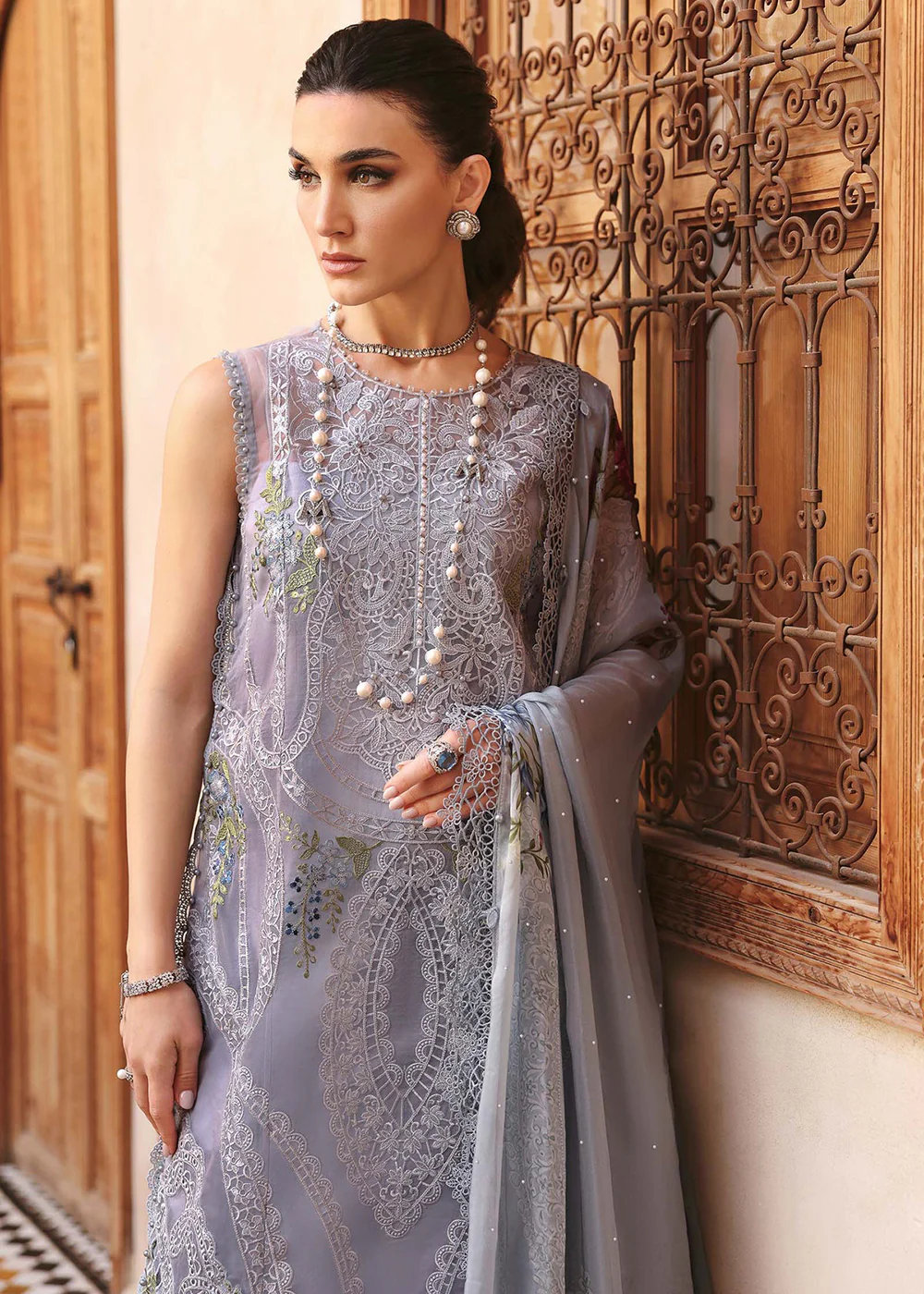 Unstitched Voyage a'LUXE Luxury Lawn '25 by Maria B | D-2509-B - Image 7