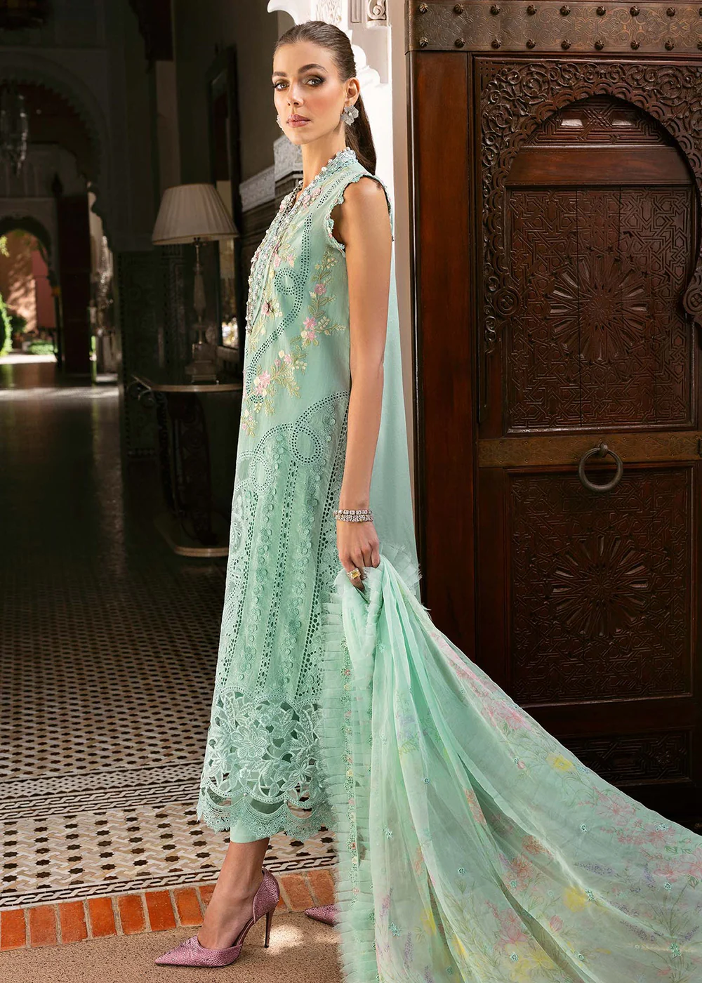 Unstitched Voyage a'LUXE Luxury Lawn '25 by Maria B | D-2514-A - Image 3
