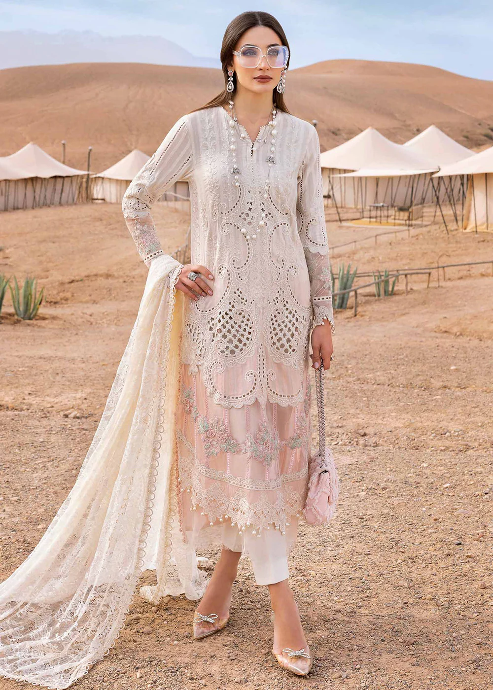 Unstitched Voyage a'LUXE Luxury Lawn '25 by Maria B | D-2515-A