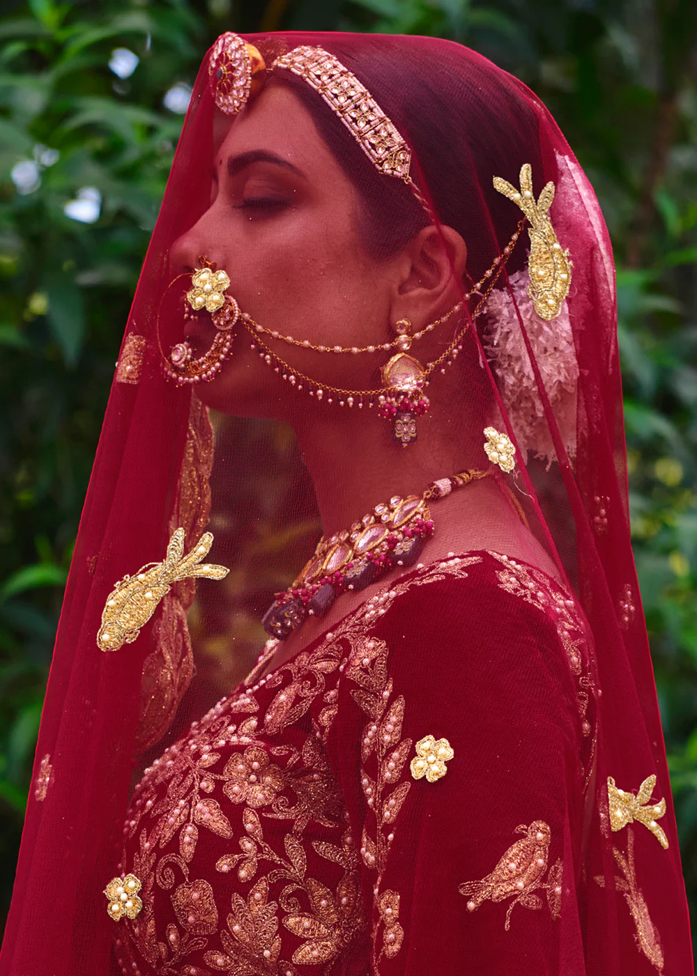 Velvet Dazzling Maroon Stone Cording Bridal Style Lehenga Choli - Image 3