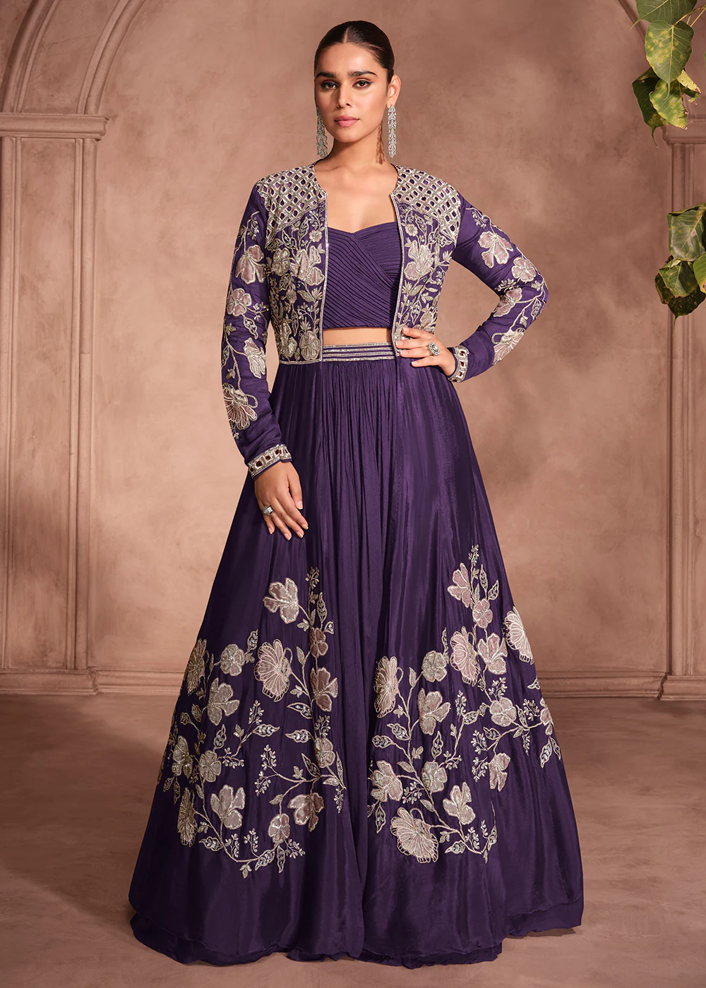 Violet Shrug Style Designer Lehenga Choli