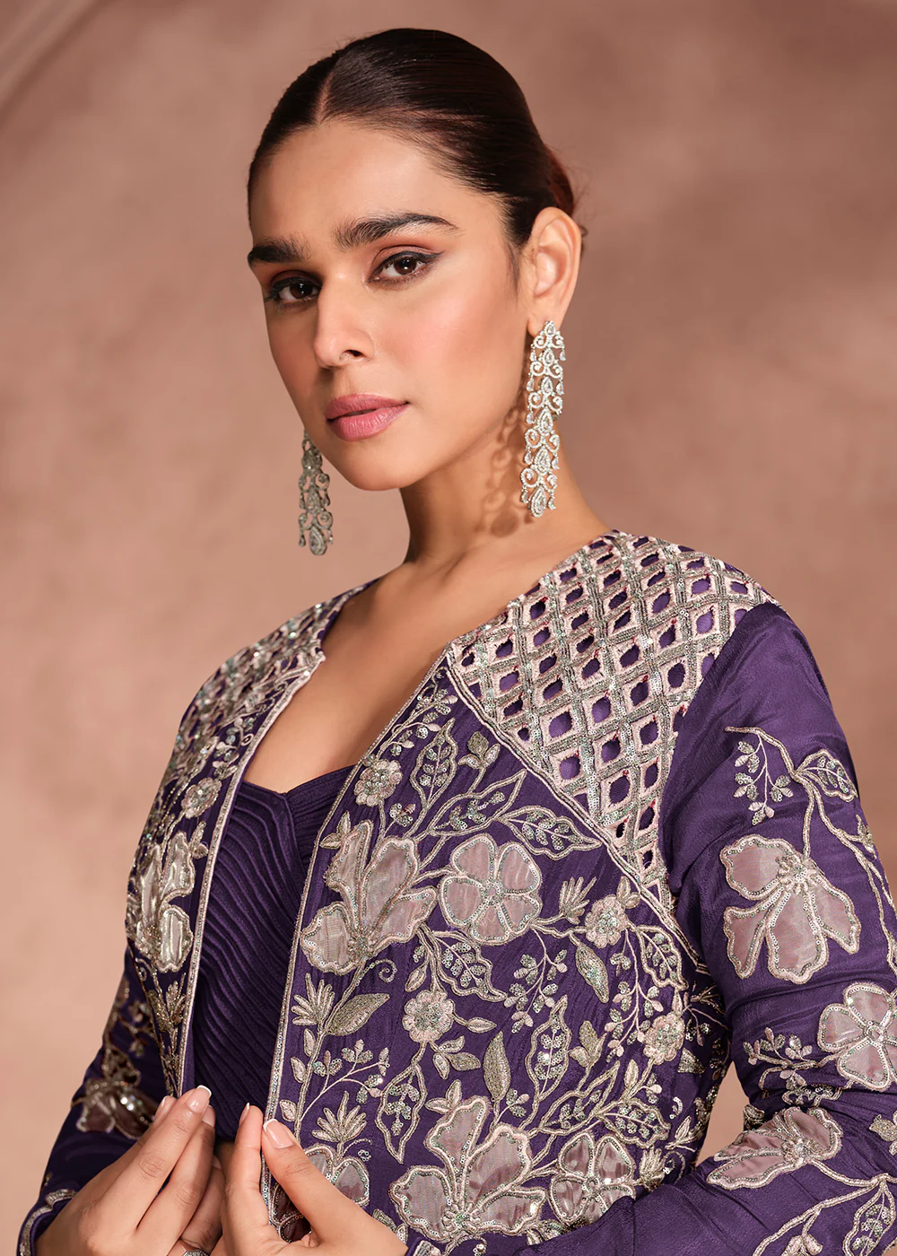 Violet Shrug Style Designer Lehenga Choli - Image 2