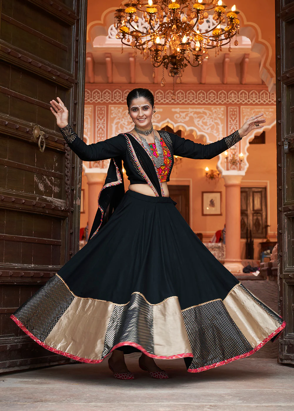 Viscose Rayon Black Navratri Wear Chaniya Choli - Image 4
