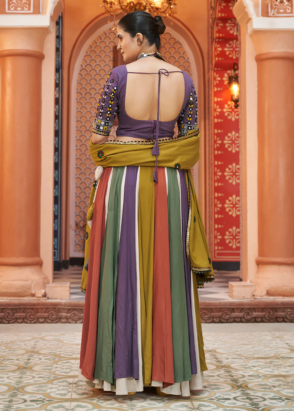 Viscose Rayon Purple Multicolor Navratri Wear Chaniya Choli - Image 3