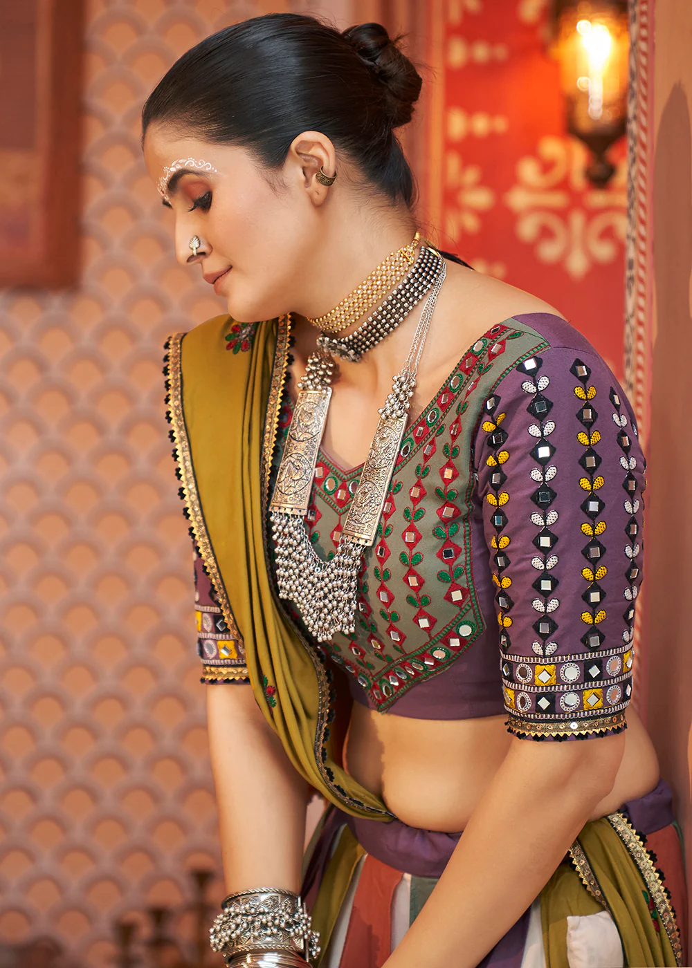 Viscose Rayon Purple Multicolor Navratri Wear Chaniya Choli - Image 4