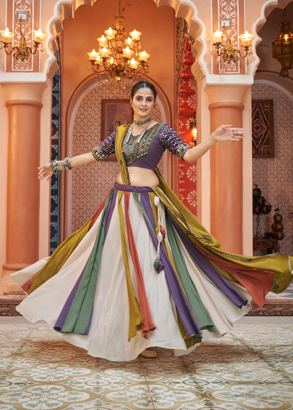 Viscose Rayon Purple Multicolor Navratri Wear Chaniya Choli - Image 5