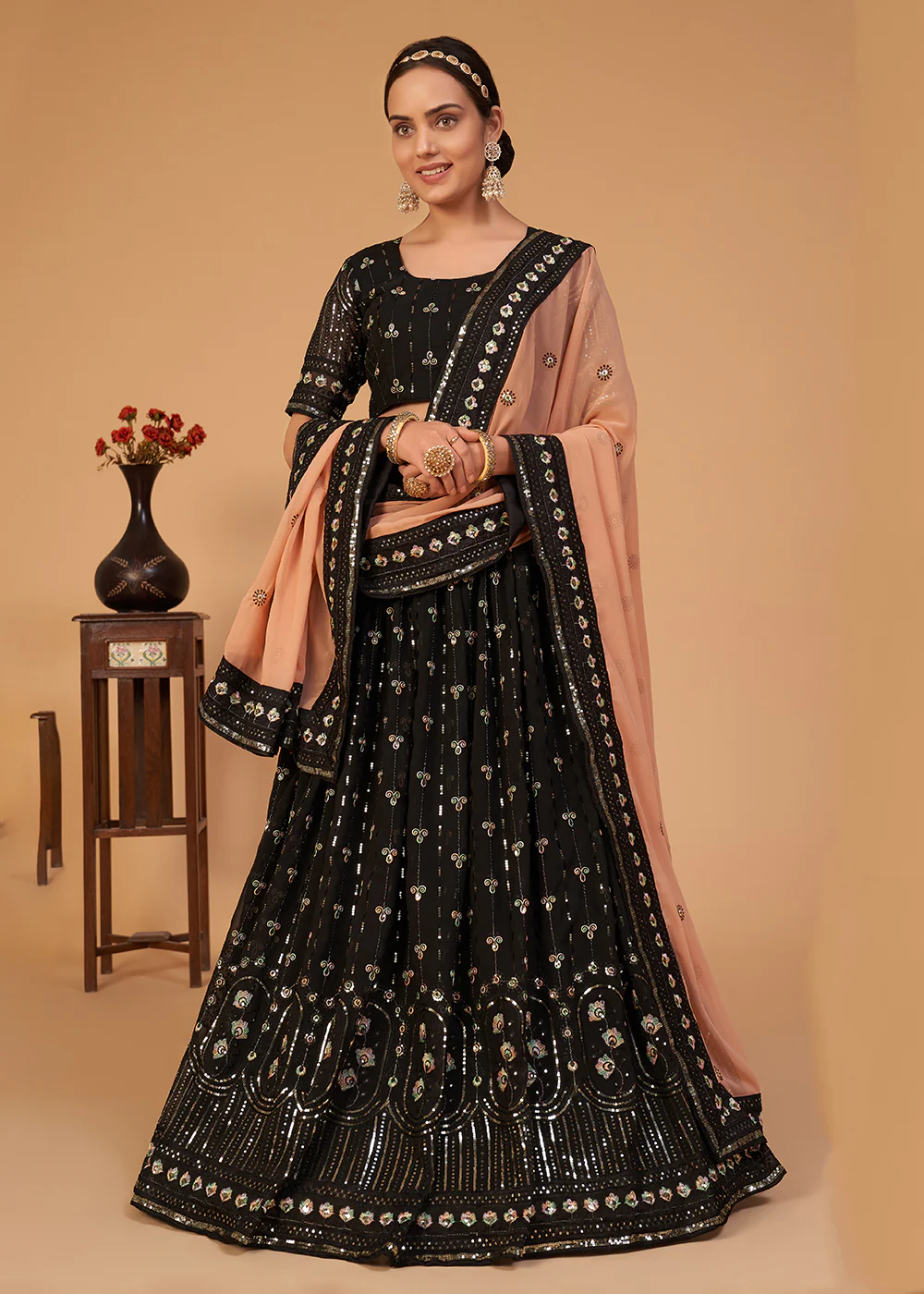 Wedding Classy Black Embroidered Designer Lehenga Choli