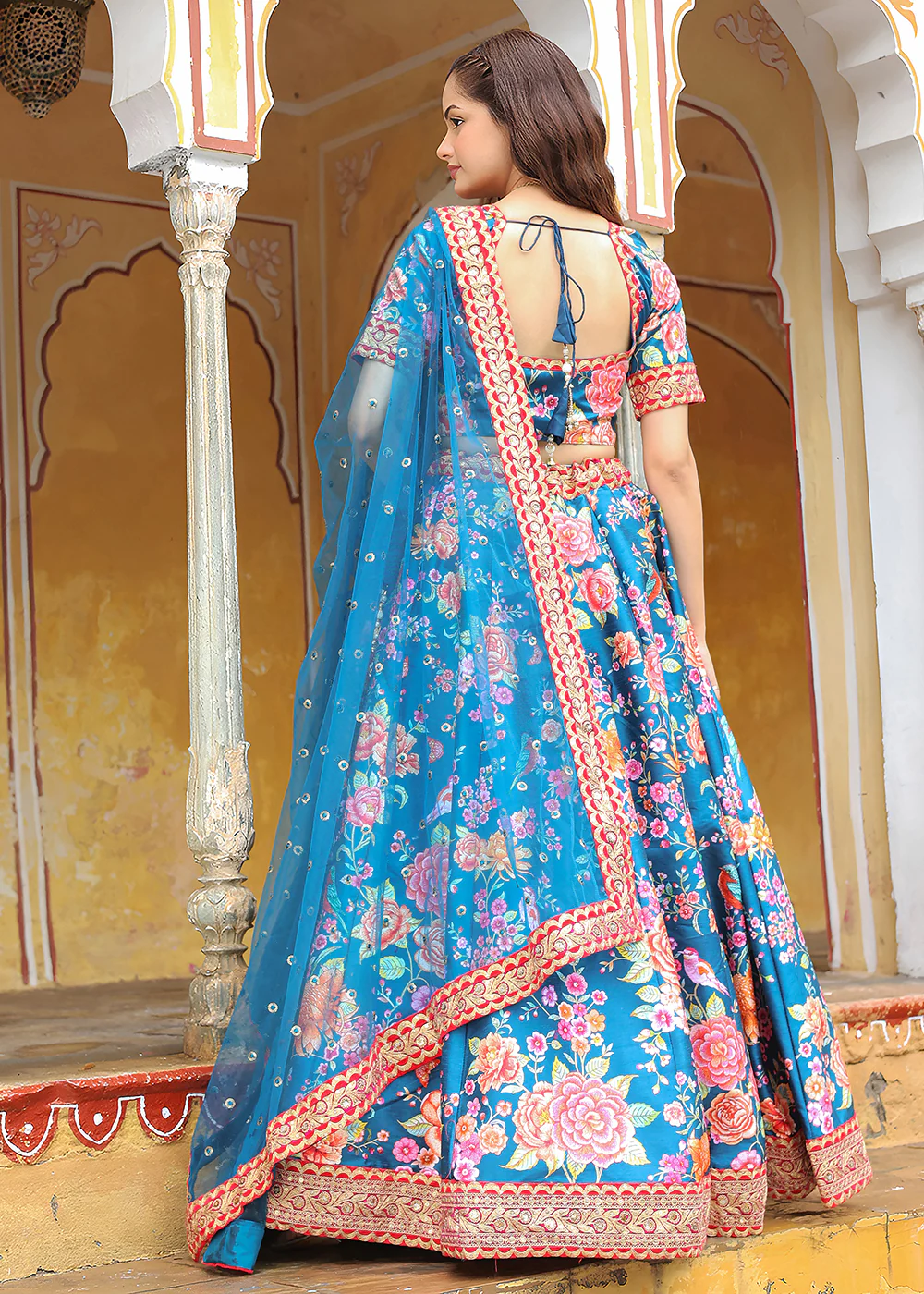 Wedding Festive Blue Embroidered Trendy Lehenga Choli - Image 3