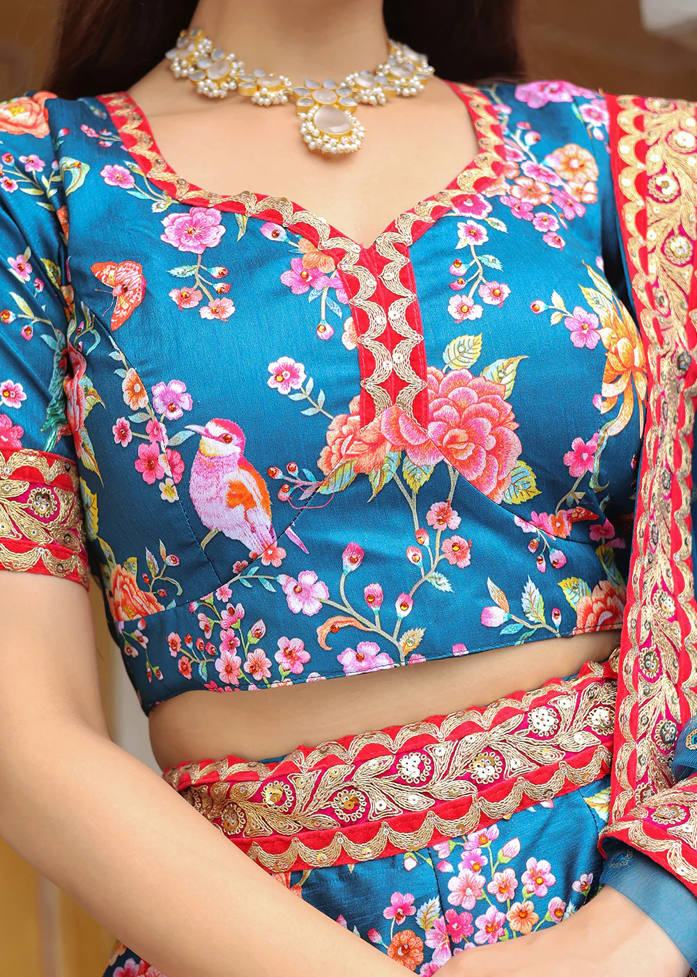 Wedding Festive Blue Embroidered Trendy Lehenga Choli - Image 8