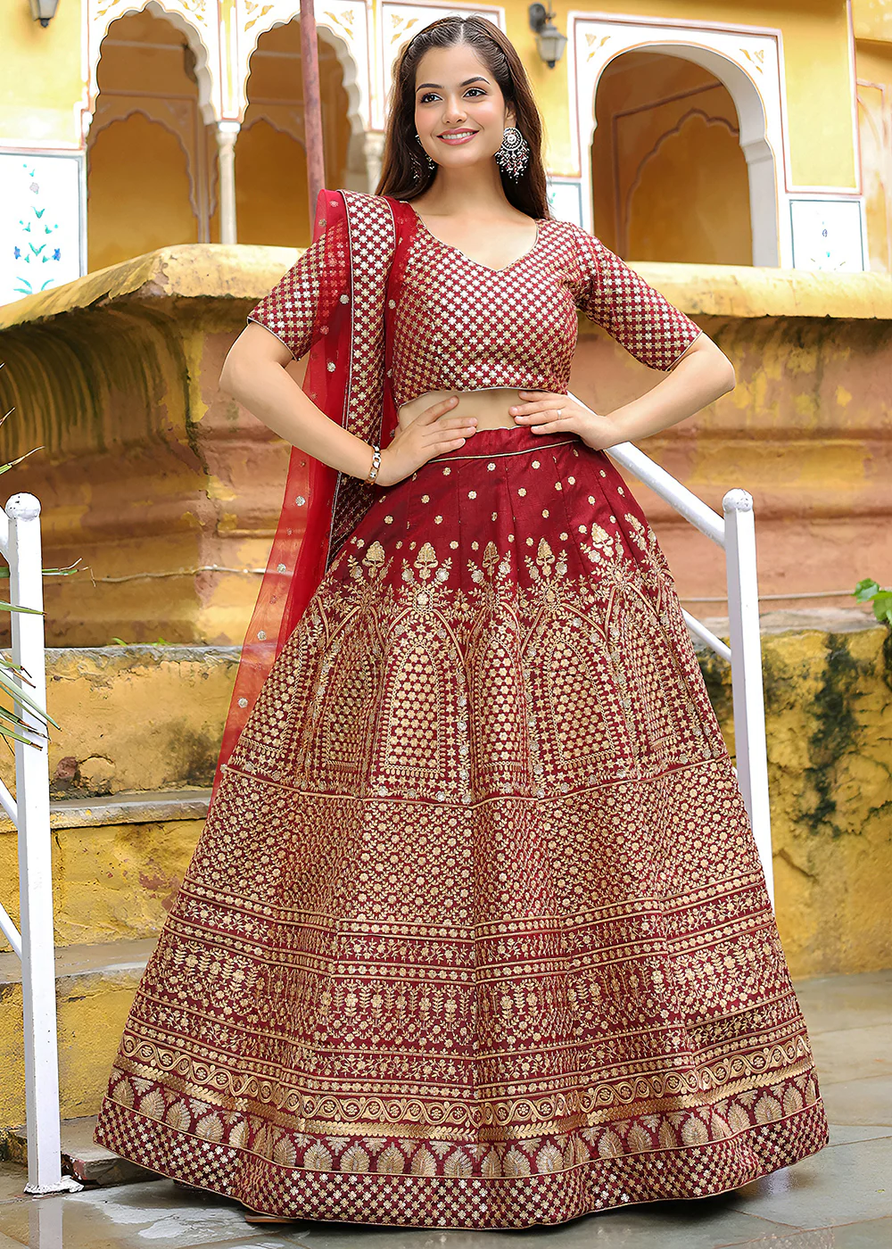 Wedding Festive Maroon Embroidered Trendy Lehenga Choli