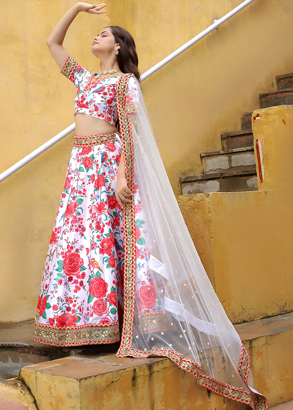 Wedding Festive White Embroidered Trendy Lehenga Choli - Image 5