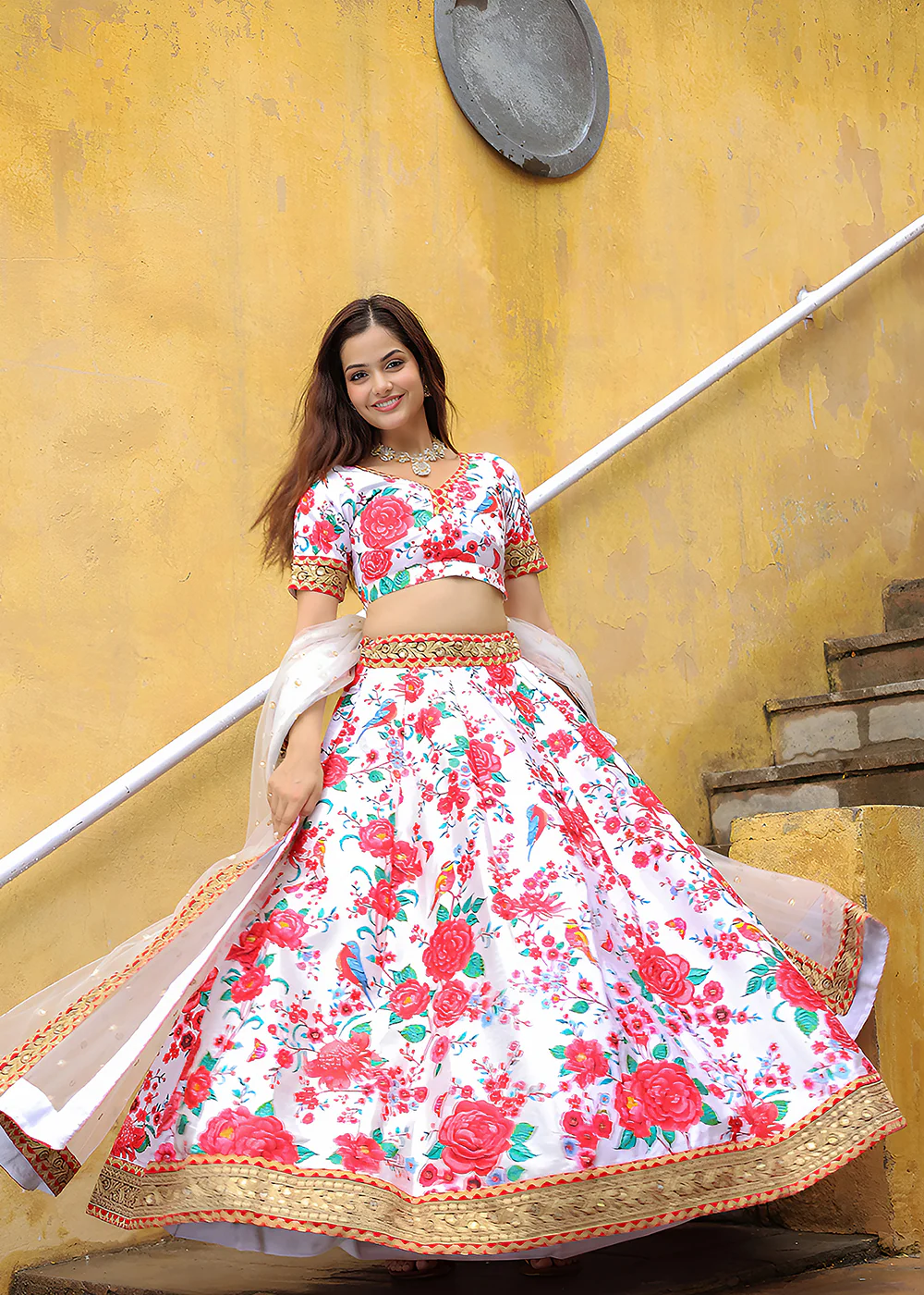 Wedding Festive White Embroidered Trendy Lehenga Choli - Image 7