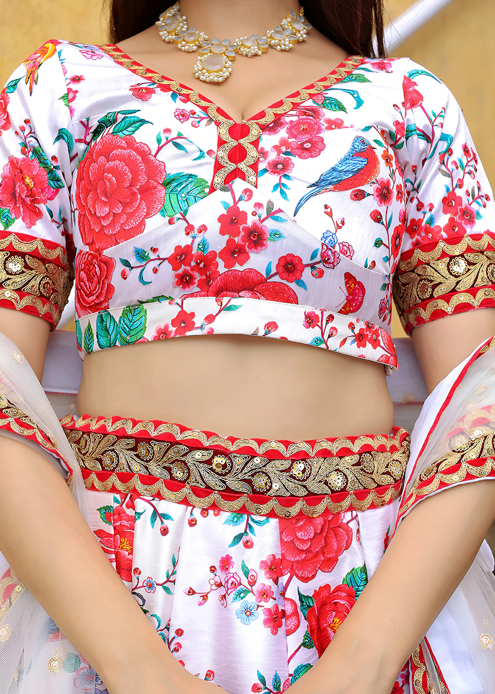 Wedding Festive White Embroidered Trendy Lehenga Choli - Image 8