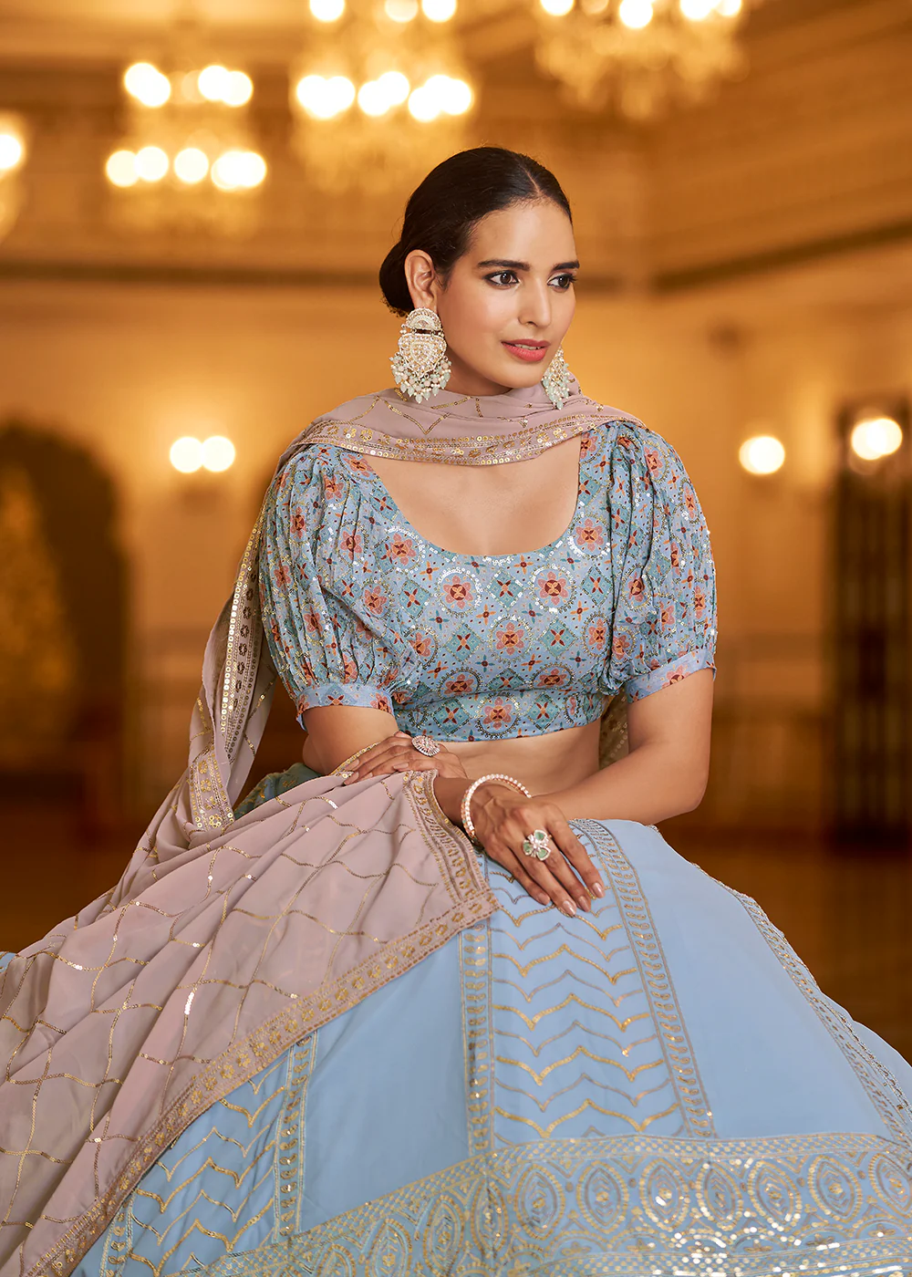 Wedding Reception Dazzling Dusty Pink Trendy Lehenga Choli - Image 4