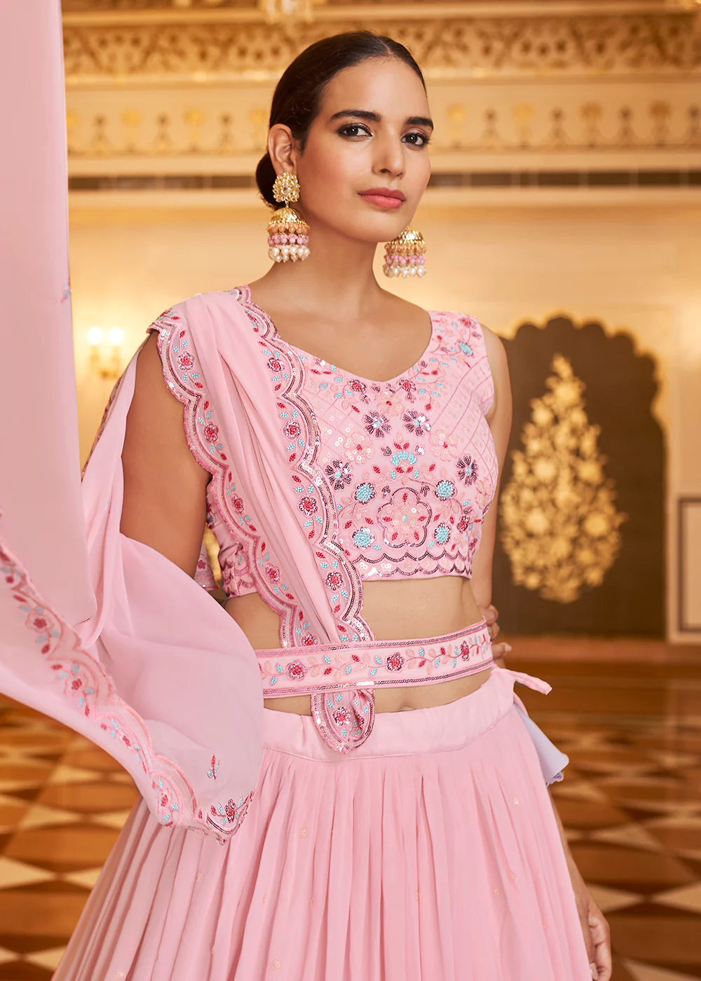 Wedding Reception Fanciable Pink Trendy Lehenga Choli - Image 3