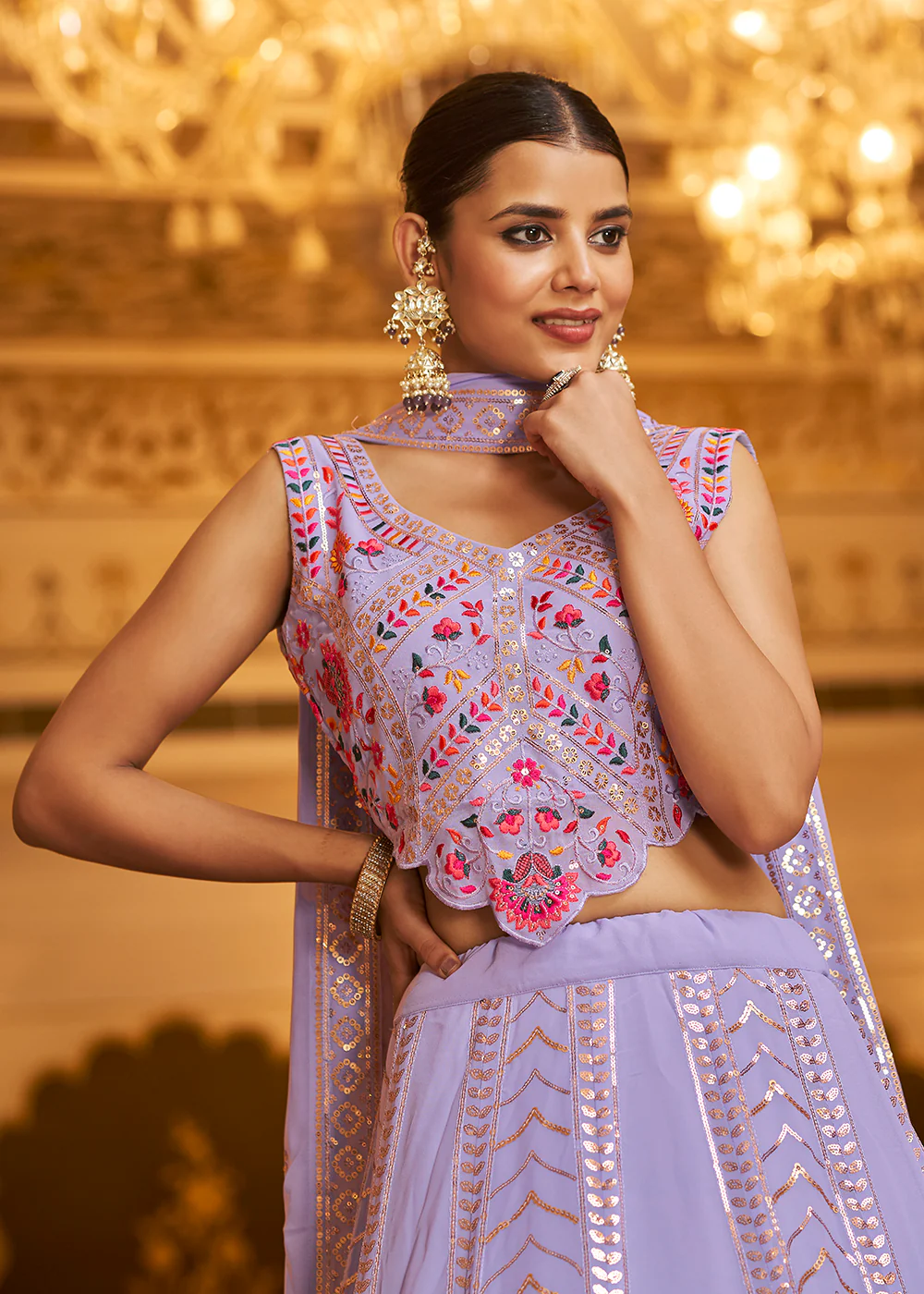 Wedding Reception Greatest Lavender Trendy Lehenga Choli - Image 2