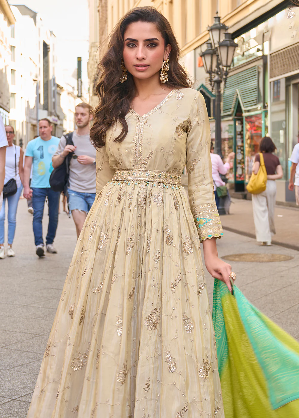 Wedding Wear Awesome Cream Heavy Anarkali Gown - Image 3