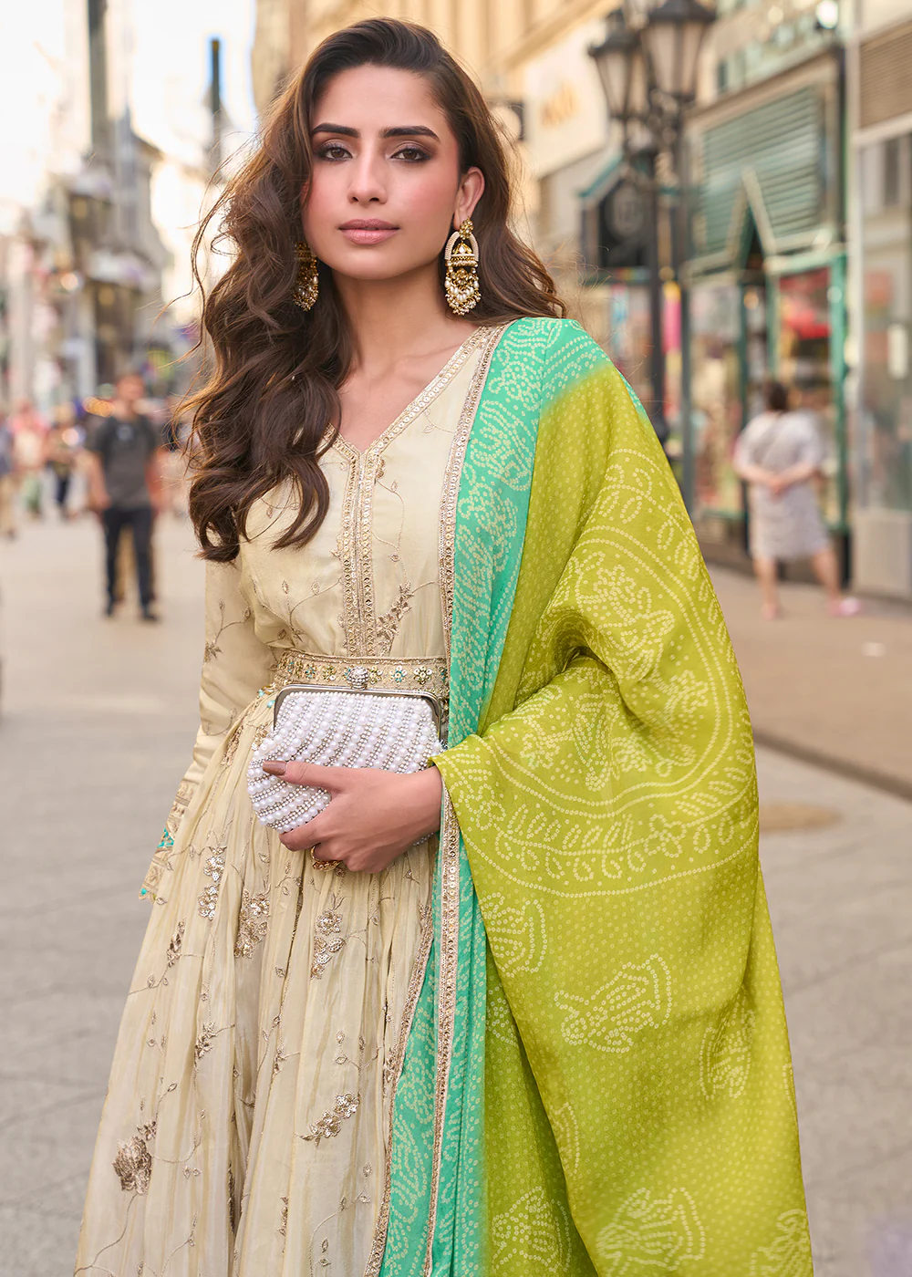 Wedding Wear Awesome Cream Heavy Anarkali Gown - Image 4