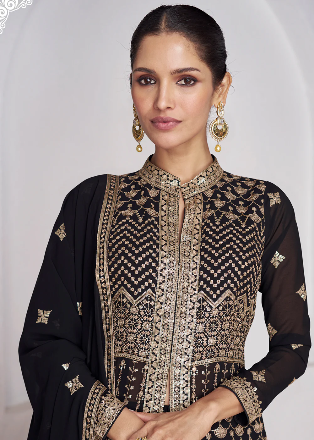 Wedding Wear Black Lehenga Skirt Anarkali Suit - Image 2