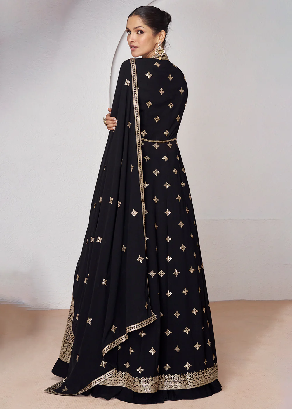 Wedding Wear Black Lehenga Skirt Anarkali Suit - Image 3