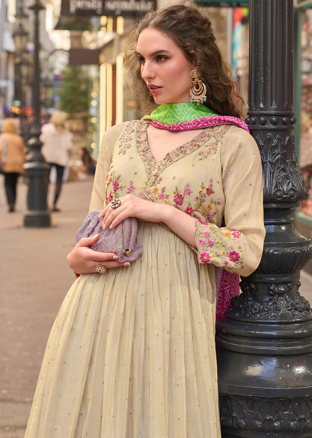 Wedding Wear Lovely Cream Heavy Anarkali Gown - Image 2