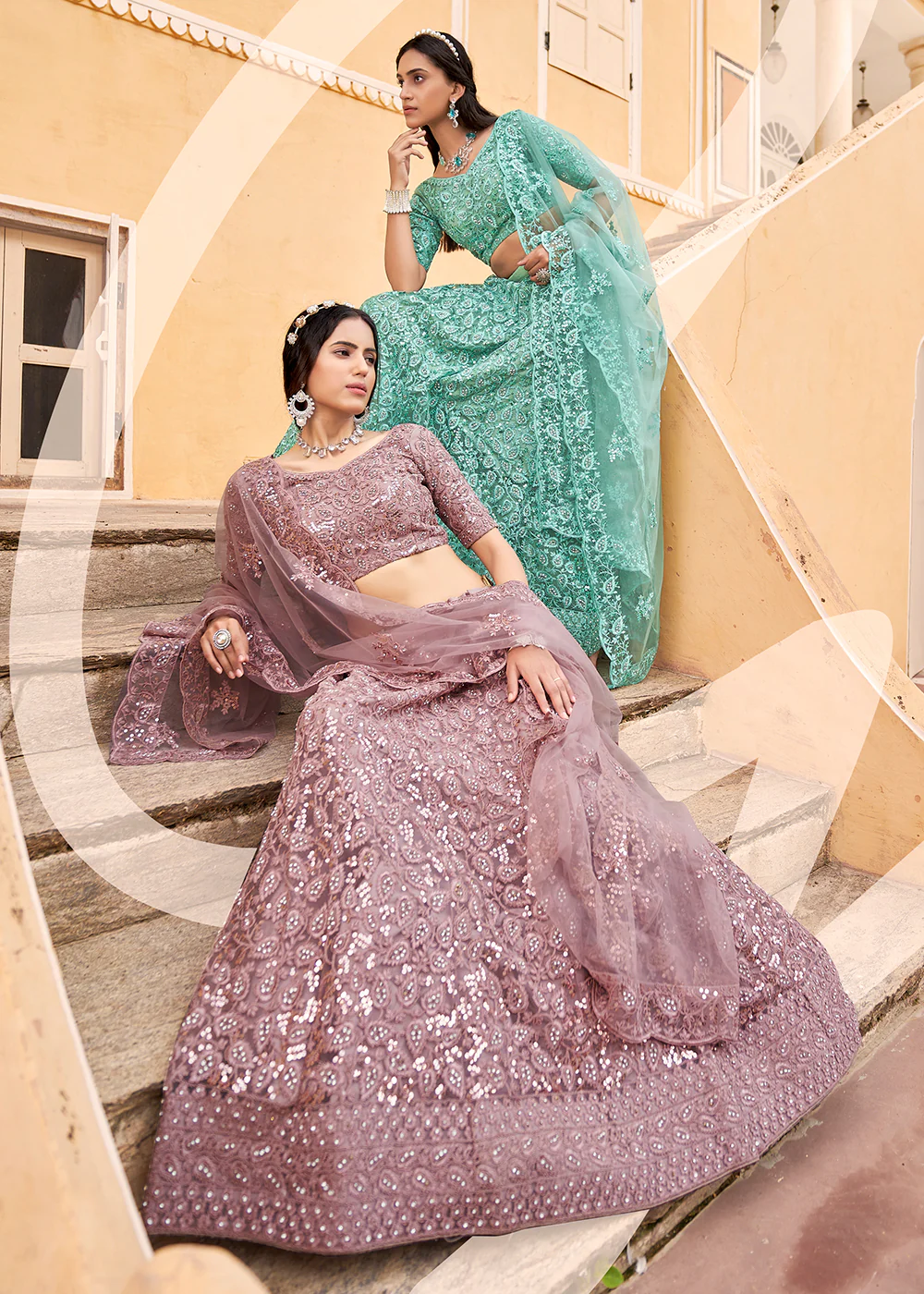Wedding Wear Mauve Heavy Embroidered Bridal Lehenga Choli - Image 3