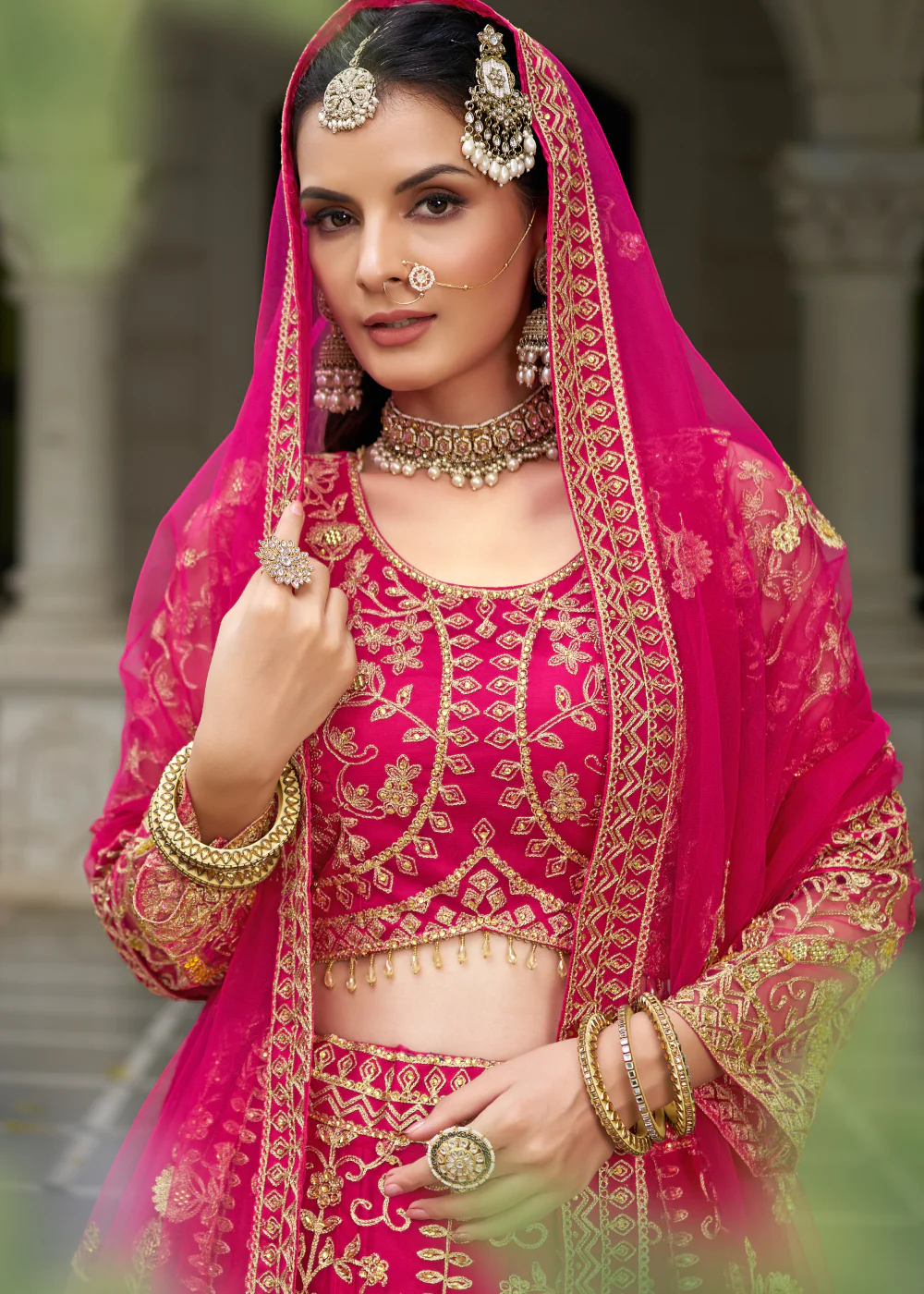 Wedding Wear Net Pink Embroidered Lehenga Choli - Image 2