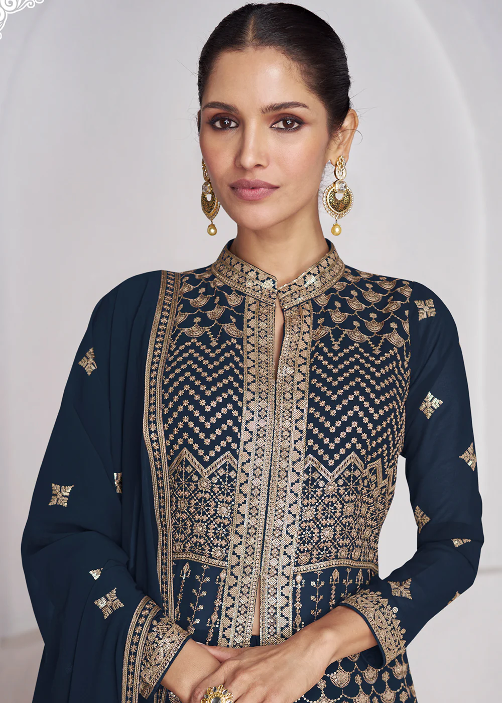 Wedding Wear Prussian Blue Lehenga Skirt Anarkali Suit - Image 2