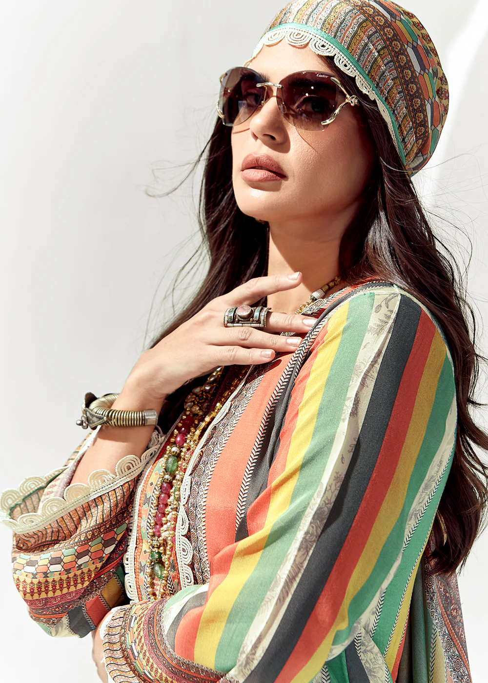 White Multicolor Cotton Lawn Digital Printed Salwar Suit - Image 4
