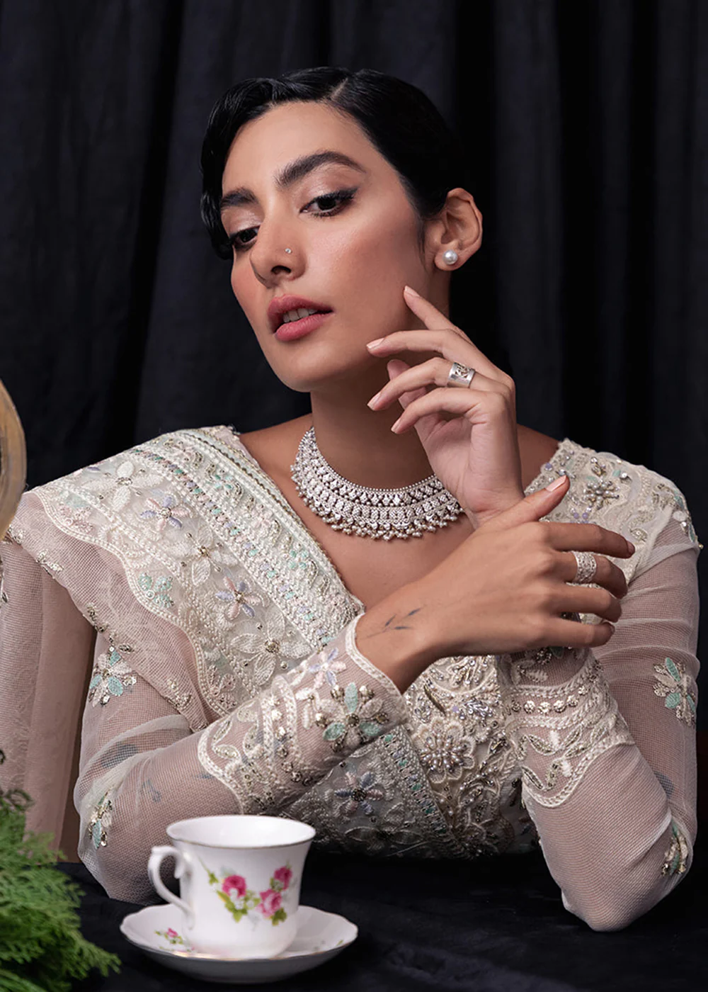 White Organza Net Pakistani Suit | Mushq | Qala Kamdaani | Aaila - Image 6