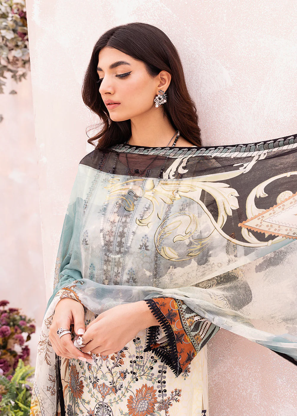 White Pakistani Salwar Suit - Ramsha Mashaal Collection Vol 7 - #L-703 - Image 4